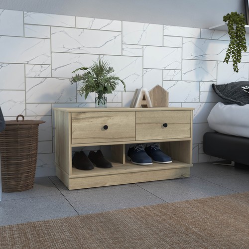 Light oak storage bench - light, with