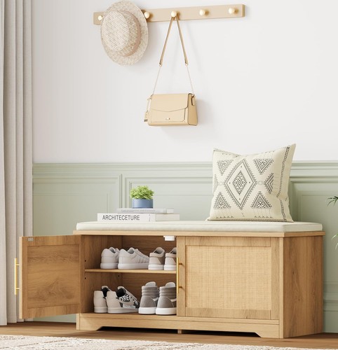 Rattan shoe storage - rattan, bench