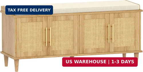 Rattan shoe storage bench - shoe, with